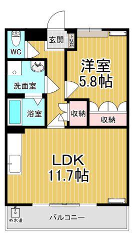エスポアールSII(1LDK/2階)の間取り写真