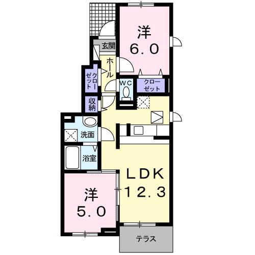 レジデンシア(2LDK/1階)の間取り写真