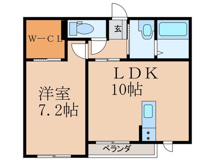 アクアコート行橋(1LDK/1階)の間取り写真