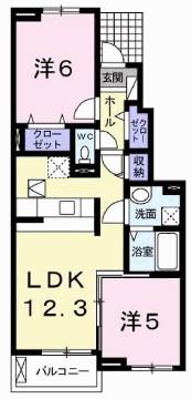 プレアデスA(2LDK/2階)の間取り写真