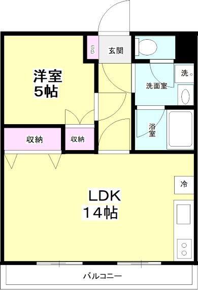 COOEE茅ヶ崎(1LDK/3階)の間取り写真