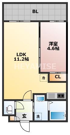 SGB浜町(1LDK/8階)の間取り写真