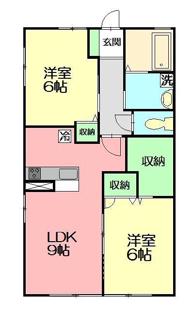 ユウハイム(2LDK/2階)の間取り写真