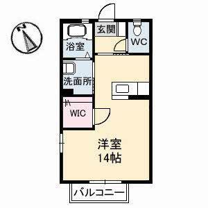 タートルテイル(ワンルーム/2階)の間取り写真