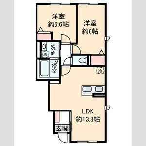 クレールII(2LDK/1階)の間取り写真