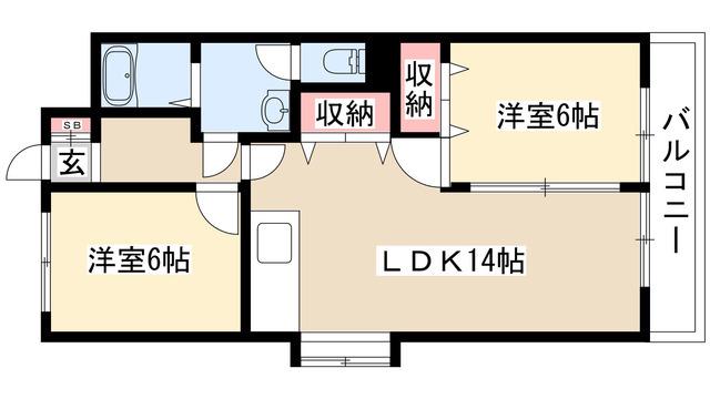 瑞和ビル(2LDK/7階)の間取り写真