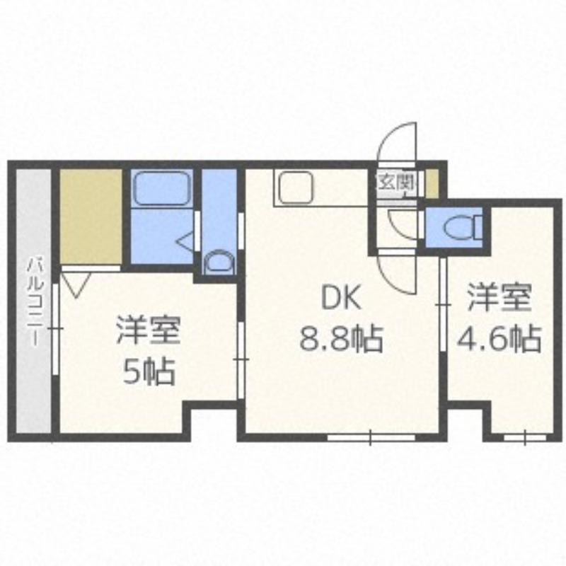 カサトレスAG(2LDK/4階)の間取り写真
