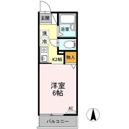 ハミング南牛川(1K/1階)の間取り写真