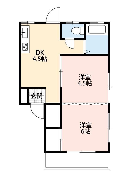 TSハイム(2DK/1階)の間取り写真