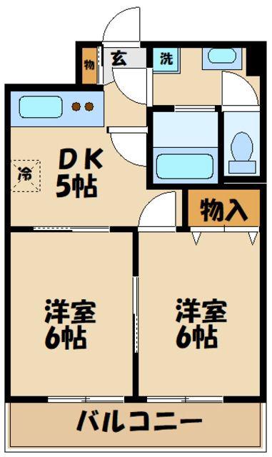 ファーストクラス荏田(2DK/2階)の間取り写真