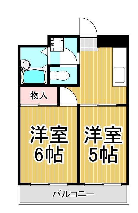 リバティハイツ平野(2K/4階)の間取り写真