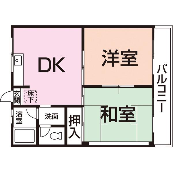 コスモハイツユー(2DK/2階)の間取り写真