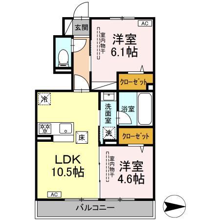 エスペランサ(2LDK/1階)の間取り写真