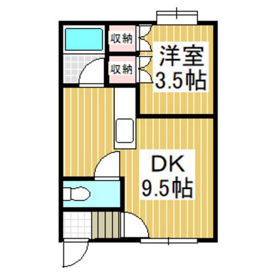 プロム91(1DK/2階)の間取り写真