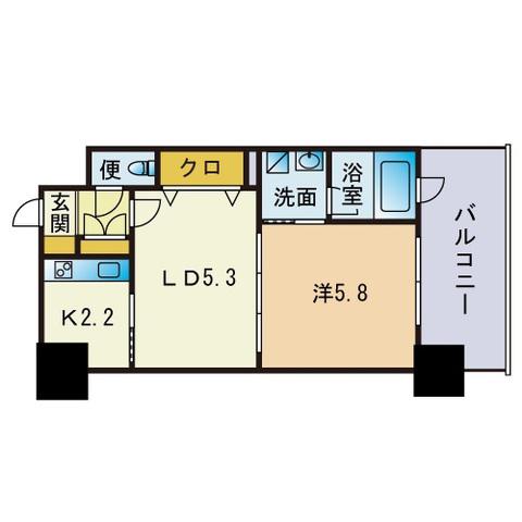 エンクレストNEO博多駅南(2K/4階)の間取り写真