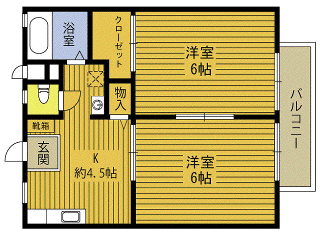 パナハイツ甲斐(2DK/2階)の間取り写真