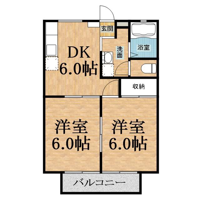 メゾンサンライズ(2DK/1階)の間取り写真