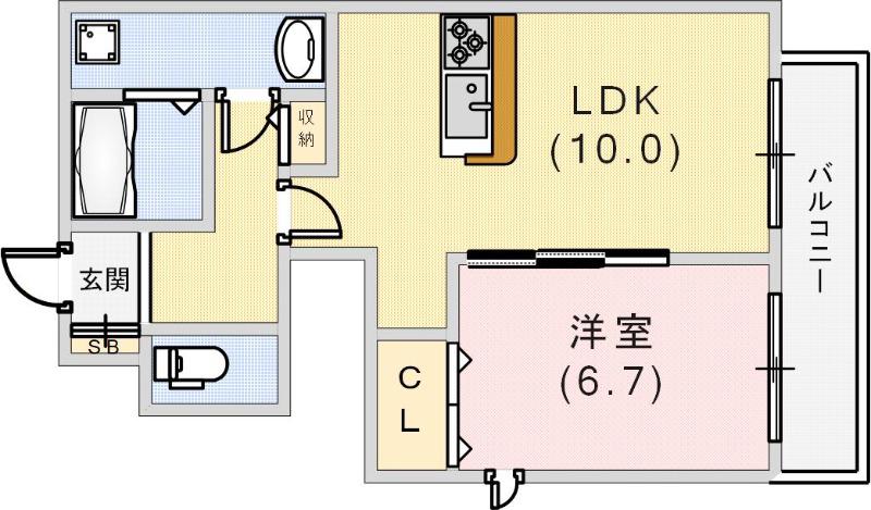 ハーバーコート神戸(1LDK/1階)の間取り写真