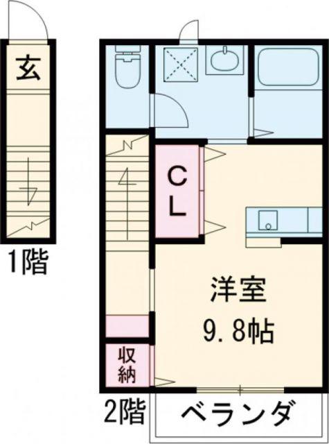 ウィズ諏訪山B(ワンルーム/2階)の間取り写真