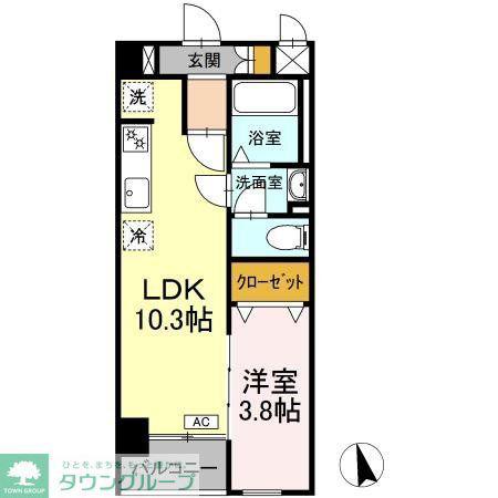 フロリアードもとやま(1LDK/1階)の間取り写真