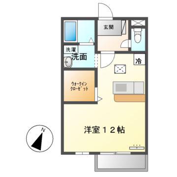 CONFORT(ワンルーム/1階)の間取り写真