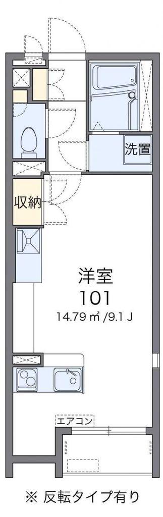 ミランダボヌール N(ワンルーム/2階)の間取り写真