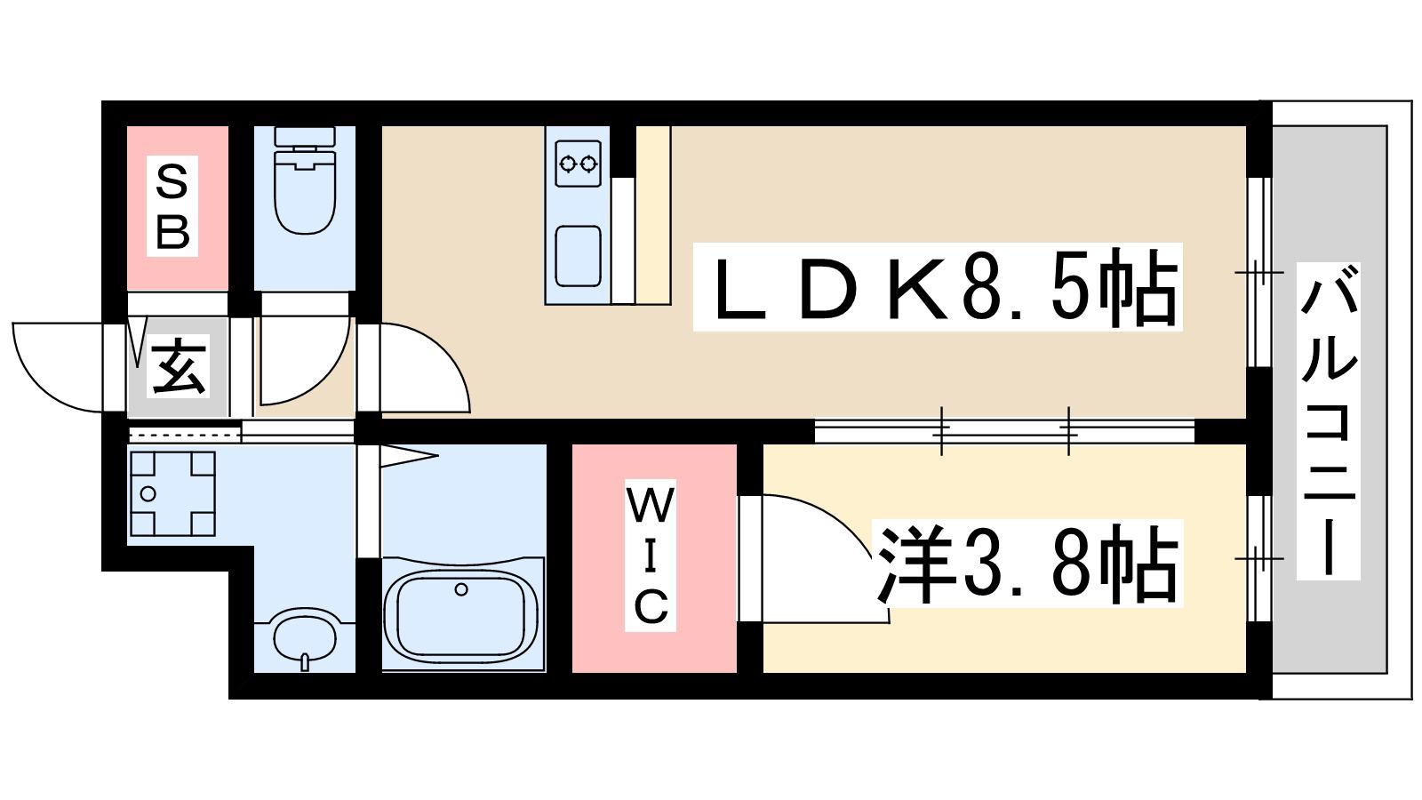 エスリード江坂アルテリア(1LDK/5階)の間取り写真