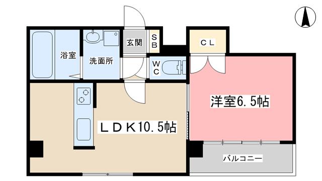 グランコート東野(1LDK/4階)の間取り写真