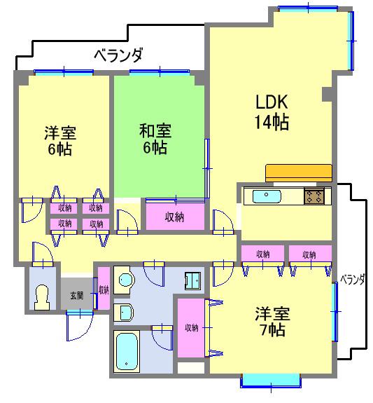 コートアネックス南馬込(3LDK/2階)の間取り写真