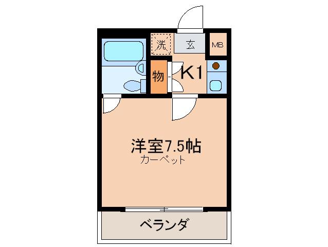 グローリア成城(1K/2階)の間取り写真
