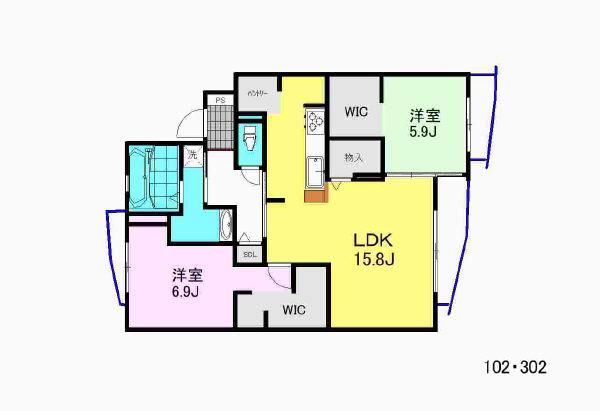 ビューハウス依佐美(2LDK/1階)の間取り写真