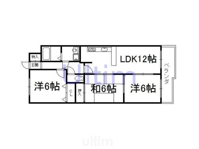 ビューハイツ(3LDK/1階)の間取り写真