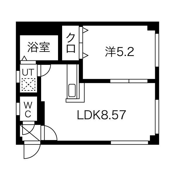 シャネル麻生壱番館(1LDK/2階)の間取り写真