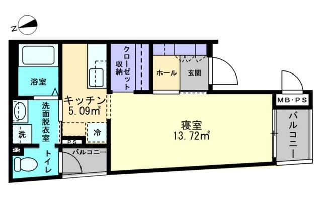 ミュー亀井町(1K/2階)の間取り写真