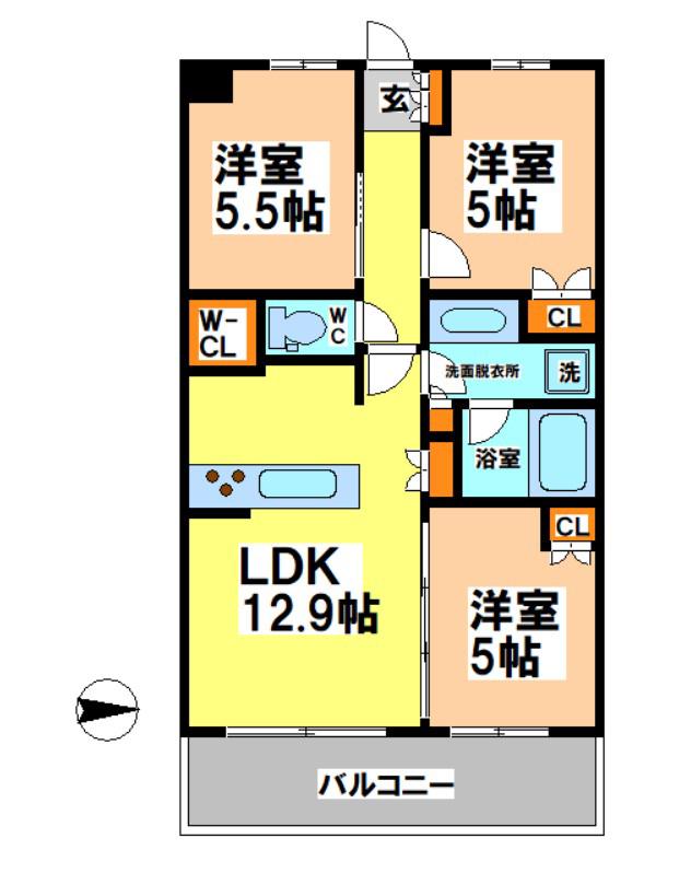 トラープランド蒼麗館(3LDK/3階)の間取り写真