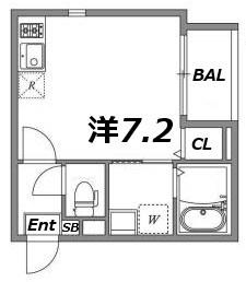 グレイス千里丘(ワンルーム/2階)の間取り写真