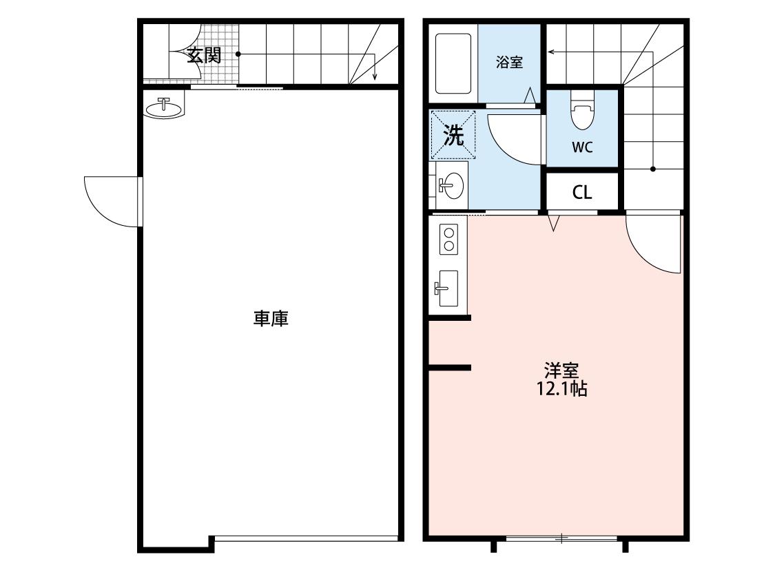 GARAGE VILLA 西岡崎(ワンルーム/1階)の間取り写真