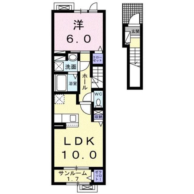 MAISON DE YK II(1LDK/2階)の間取り写真
