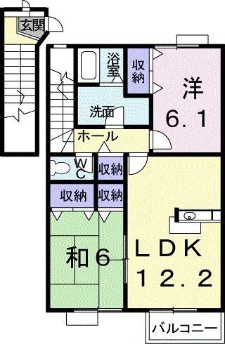 サニーハイツ(2LDK/2階)の間取り写真