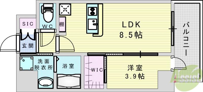エステムコート新大阪17ベイス(1LDK/15階)の間取り写真