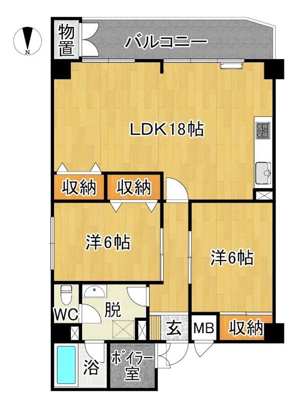 みちのくコーポ(2LDK/3階)の間取り写真