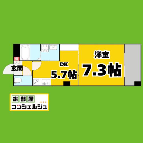 リバパレス鶴舞(1DK/9階)の間取り写真