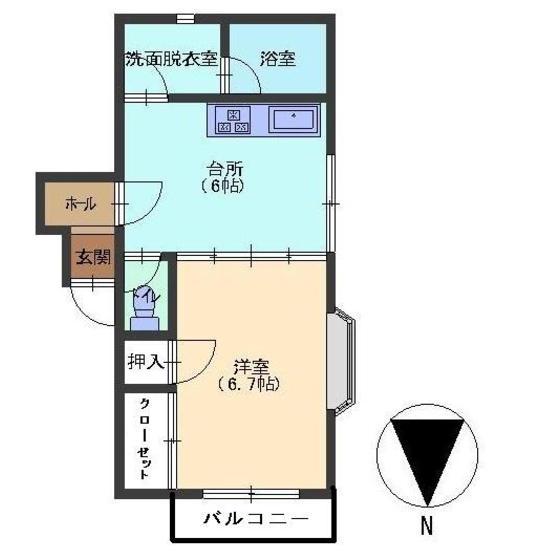 クレメント暁(1DK/1階)の間取り写真