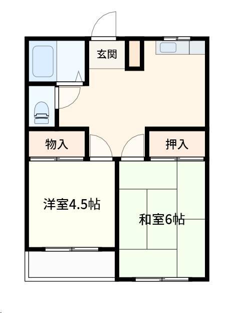 スズキI(2DK/1階)の間取り写真