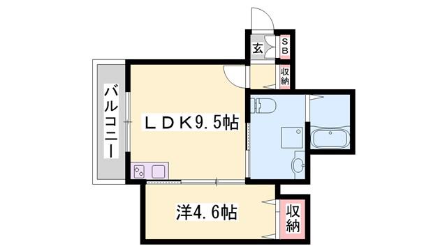 アジール・デュオ B棟(1LDK/1階)の間取り写真