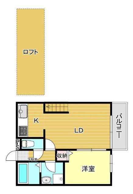 アンピオ吉塚弐番館(1LDK/2階)の間取り写真