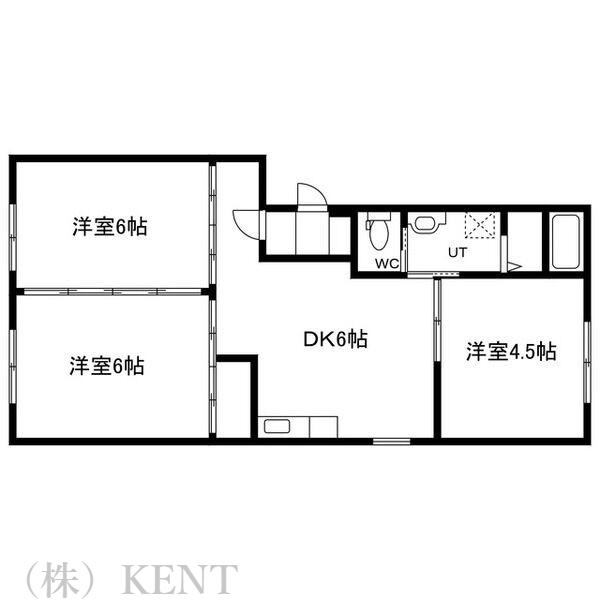 エスカイア24軒(3DK/4階)の間取り写真
