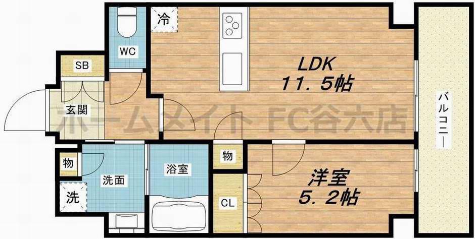 スマートカーサ伏見町(1LDK/7階)の間取り写真