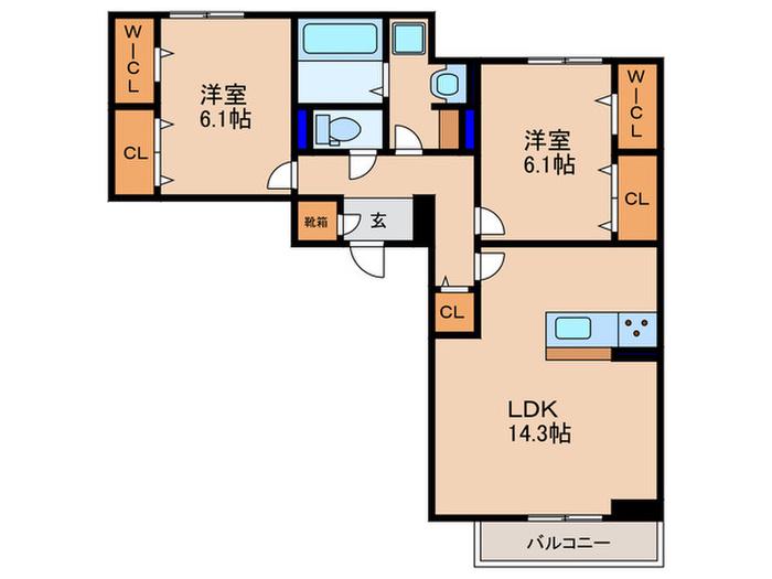 アルタ若竹ビュー(2LDK/3階)の間取り写真