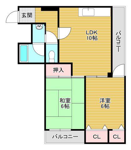 リアライズ四天王寺(2LDK/4階)の間取り写真